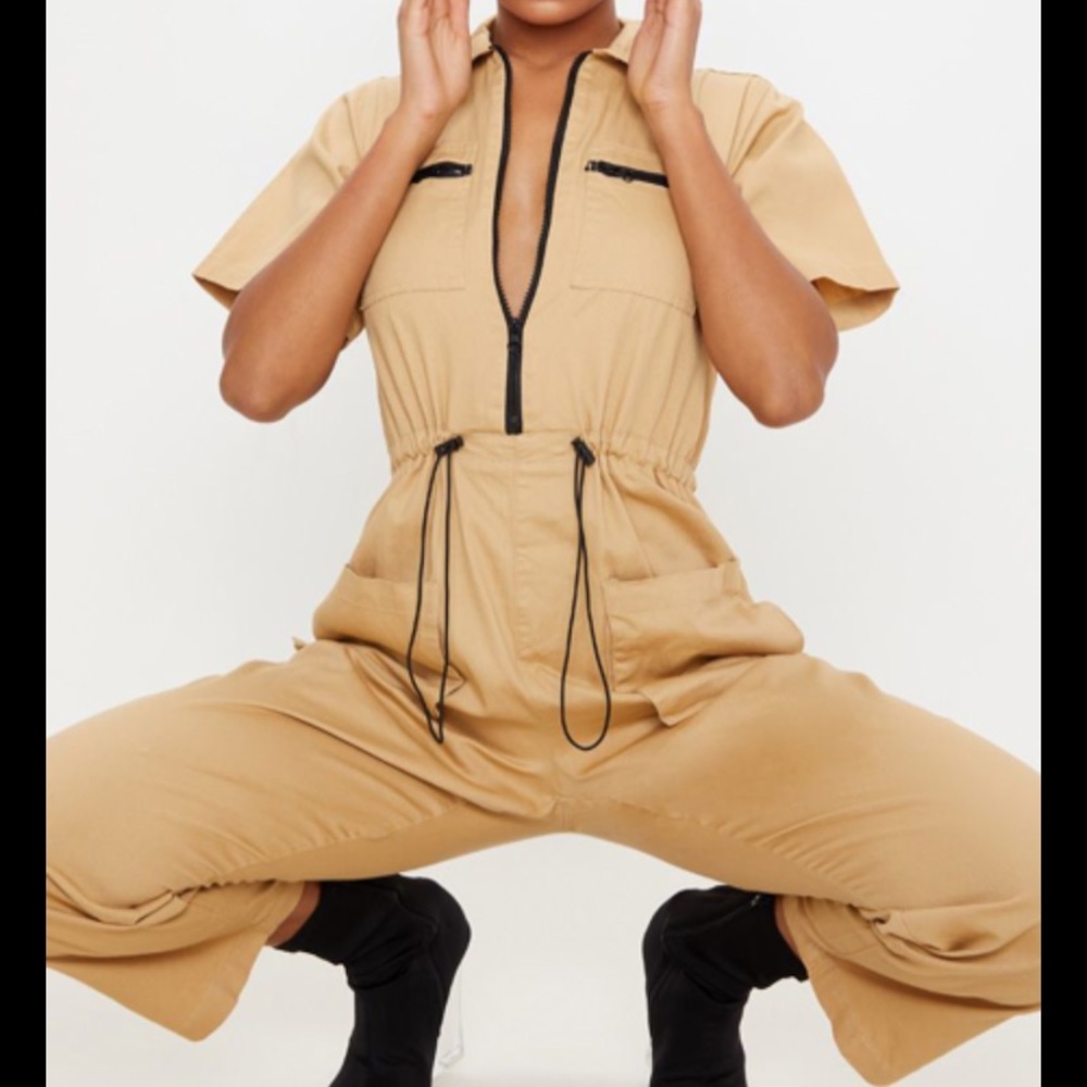 Tan Oversized Denim Boilersuit